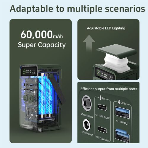 AP200L Large Capacity Lithium Iron Phosphate Battery Camping Power Supply 60000mAh Outdoor Backup Energy Storage Solar Powered