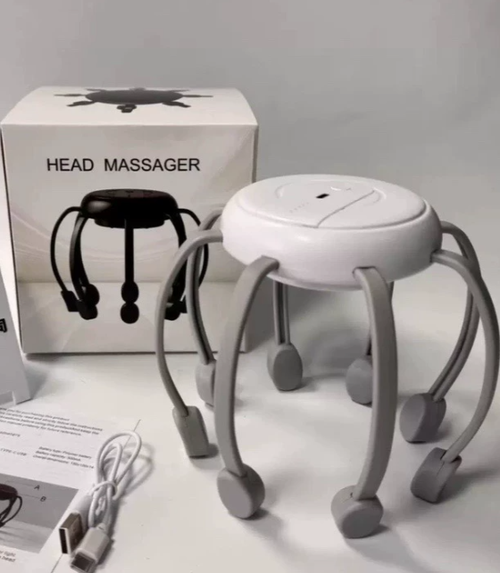Octopus Head Massager with Wireless Working Structure, Has Lasting Battery Performance, Achieves Full Head Coverage
