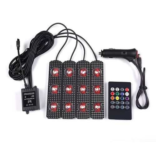 Car LED Atmosphere Strip Light RGB Starry DJ Music Ambient Sound Active Function Remote Voice Control Laser Interior Foot Lamp