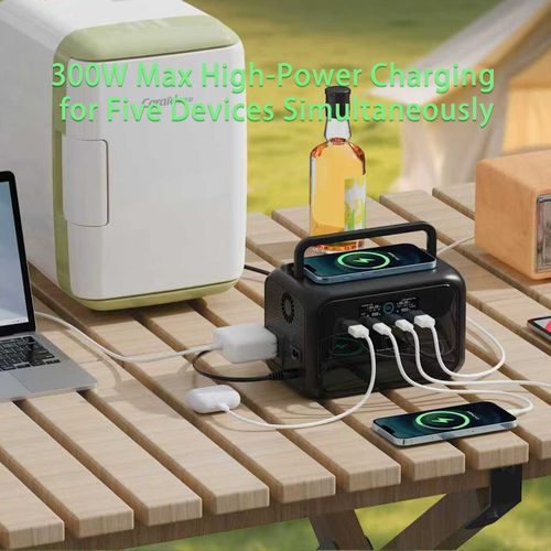 Mini 300W Portable Power Station Solar Generator Pure Sine Wave MPPT Technology Car Compatible Charges Laptop Camera Fan Easily
