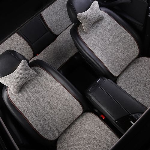 Cotton Linen Car Seat Cushion Breathable and Sweat-Absorbent Non-Slip One-Piece Back Cushion Seat Cover