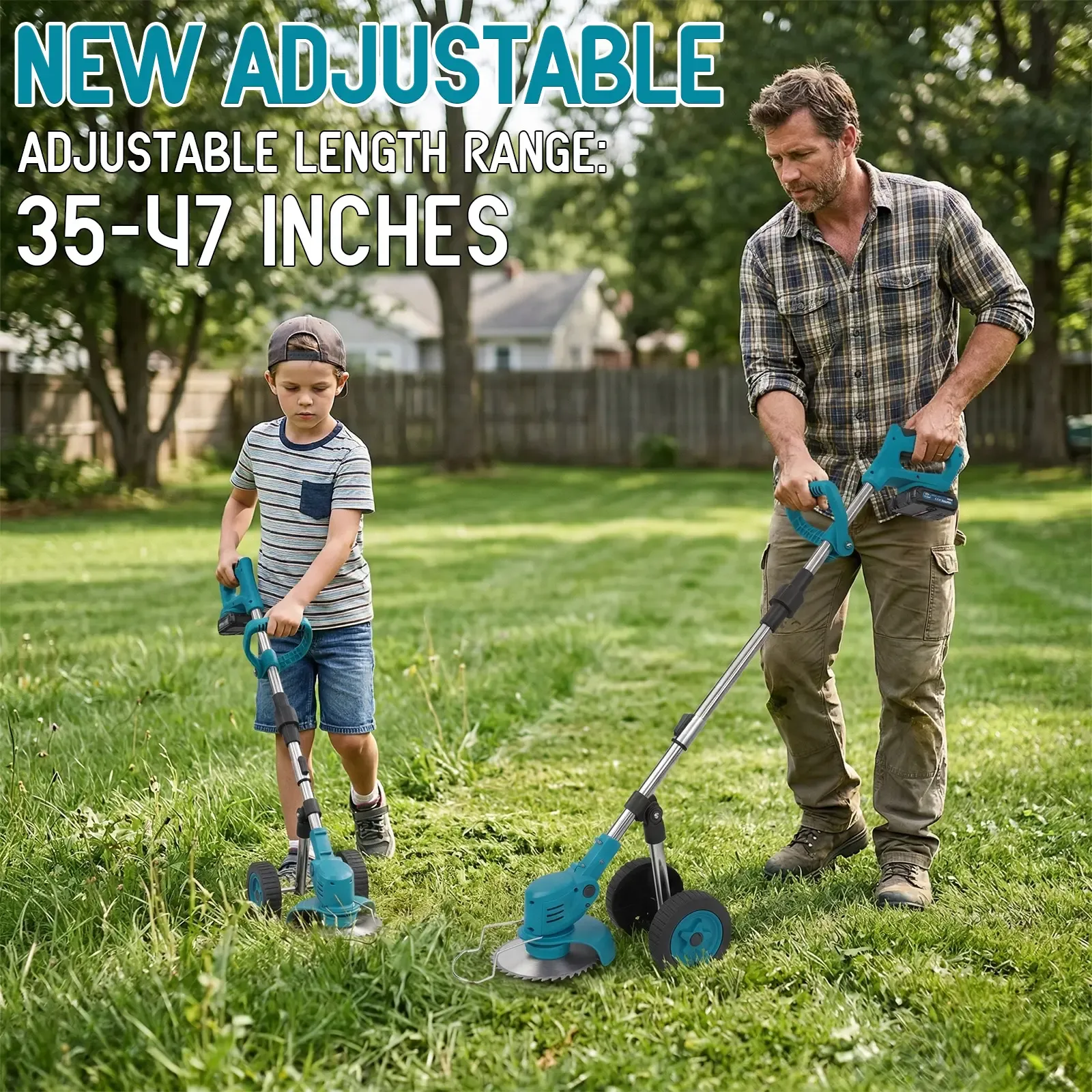 21V Cordless Grass Trimmer with Dual Batteries, Electric Weed Wacker for Garden Yard Farm Lawn Care