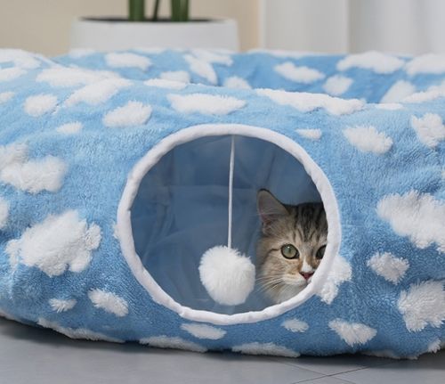 Circular Tunnel Cat Bed Cave S-shaped Design Fashion Modern Cartoon Style Removable Washable Soft Eco-Friendly Polyester