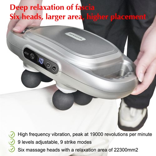 6 Heads Deep Tissue Massage Gun for Thighs Calves Arms Waist Back Buttocks Neck and Shoulders Relaxation Recover and Massage
