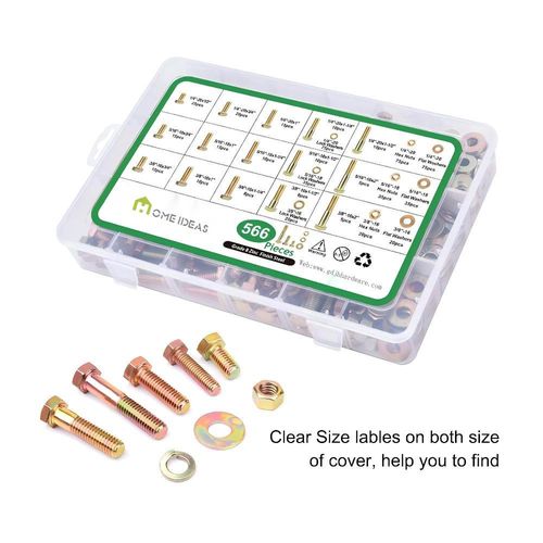 566Pcs Heavy Duty Bolts and Nuts Assortment Kit Screw Box Kit Screw Sets Packaging Boxes