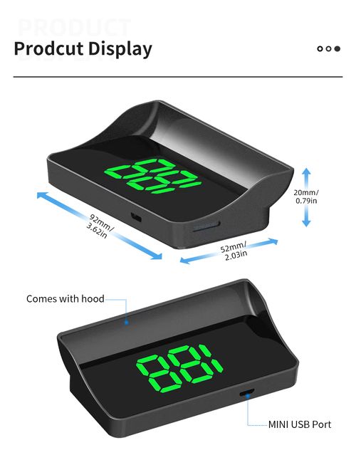 Digital GPS Speedometer Universal Car Hud Head up Displays W1 With Speed MPH Overspeed Alarm HD LCD Display