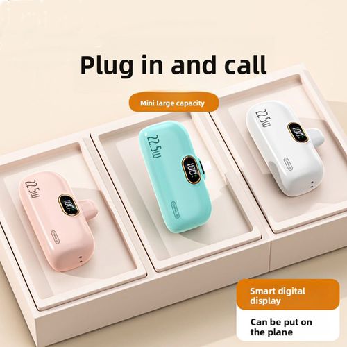 5000mAh Small Capsule Power Bank with Display - 22.5W Fast Charging Dual Type-C Portable Charger - Capsule Design for Travel