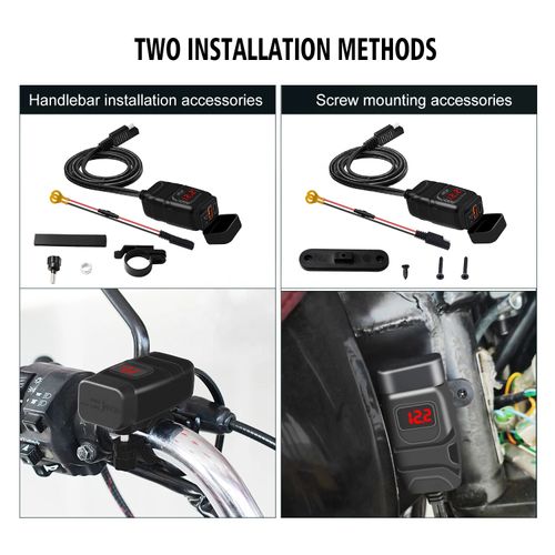 Motorcycle USB Fast Charging Dual Type-C PD Power Supply Adapter with OTP and IP67 Waterproof for Mobile Phones