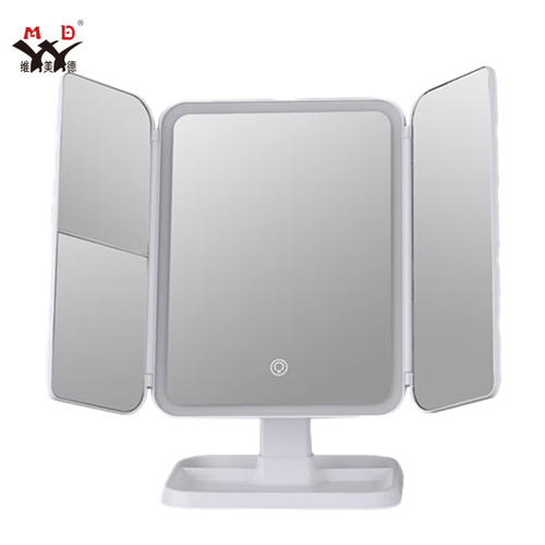 Customized 3-sided High-definition 3X Magnification Durable and Portable Makeup Mirror with Multiple Adjustable Lighting Setting