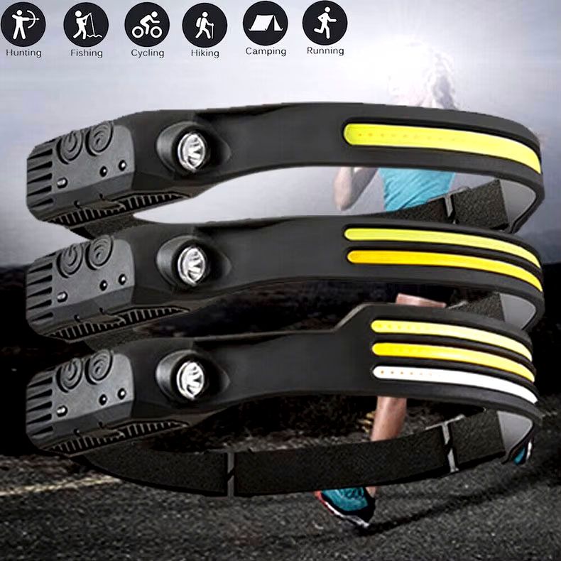 Induction Headlamp COB LED Sensor Head Lamp Built-in Battery Flashlight USB Rechargeable Head Torch 5 Lighting Modes