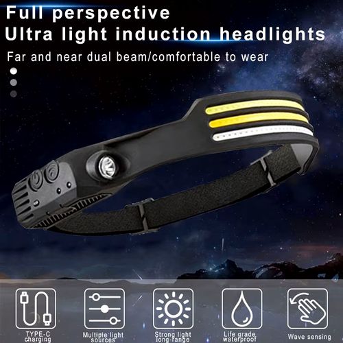 COB LED Headlamp | USB Rechargeable, 5 Modes & Lightweight