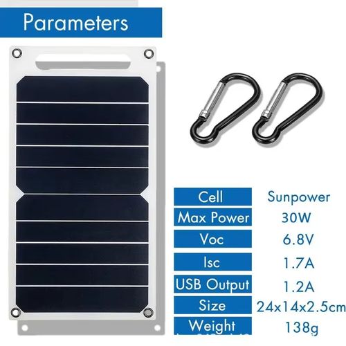 30W Portable Solar Panel | USB Waterproof Charger for Outdoor Hiking & Camping
