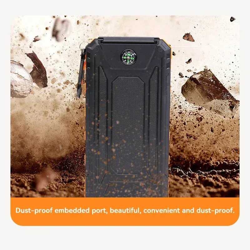 Solar Power Bank | Large Capacity Portable Fast Charger for IOS & Android, USB-A and USB-C Compatible