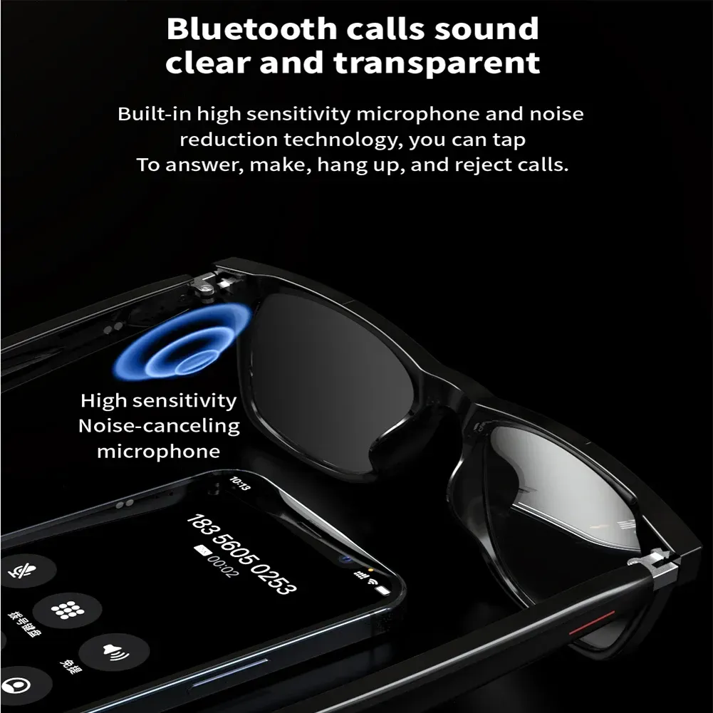 Smart Wireless 5.0 Sunglasses: Hands-Free Music & Calls with Anti-Blue Light Protection