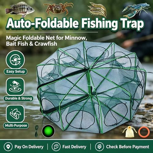 Upgraded Auto-Foldable Strengthened Fishing Trap Net