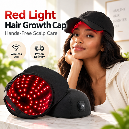 Red light hair growth cap built with 96 LEDs, wireless charging design and 4 adjustable levels, used for hair regeneration and scalp care to get thicker fuller hair, free shipping and cash on delivery