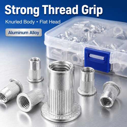 Hot Sale One Hundred Pcs Aluminum Threaded Rivet Insert Nuts, Heavy Duty Fastener Accessories For Mounting Auto Switches On Metal Plates And Hollow Tubing Structures