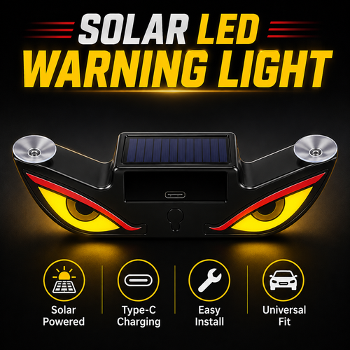 🔥Hot Seller🔥 COD！Solar Powered Type C Charging, Wireless, Universal Car LED Warning Light with Decorative Dynamic Eye Shaped Ambient Lighting