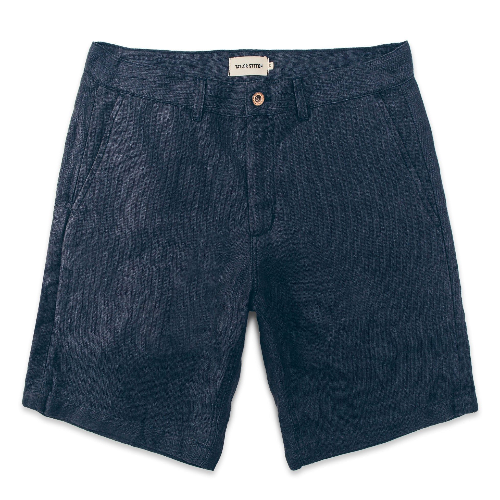 Arnrv Maritime Short in Navy Linen Herringbone