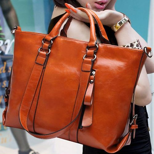 Women's Handbag Crossbody Bag Tote PU Leather Outdoor Office Shopping Zipper Large Capacity Solid Color