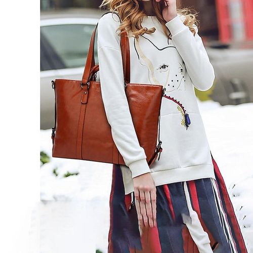 Women's Handbag Crossbody Bag Tote PU Leather Outdoor Office Shopping Zipper Large Capacity Solid Color