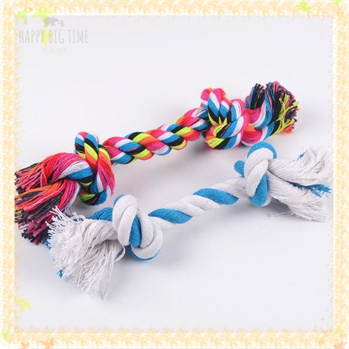 1PCS Cotton Dog Rope Toy Knot Rope Bone Puppy Teething Toys for Chew, Tug or Fetch - Color Random
