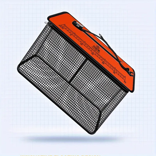 Foldable Floating Fishing Net Cage, Rubber Coated Fish Basket, Sea Live Fish Catch Protector, Hanging Fishing Cage, Minnow Bait Bucket Minnow Trap