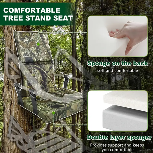 Ultra-Comfort Adjustable Tree Stand Seat Cushion - Camo, Lightweight & Easy to Install for Hunting and Fishing