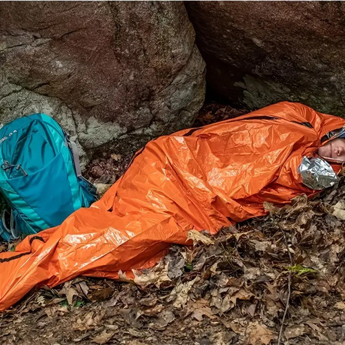 Ultra Waterproof Lightweight Thermal Portable Mylar Bivy Sack Emergency Sleeping Bag with Loud Survival Whistle