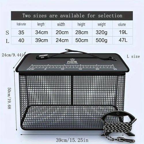 Foldable Floating Fishing Net Cage, Rubber Coated Fish Basket, Sea Live Fish Catch Protector, Hanging Fishing Cage, Minnow Bait Bucket Minnow Trap