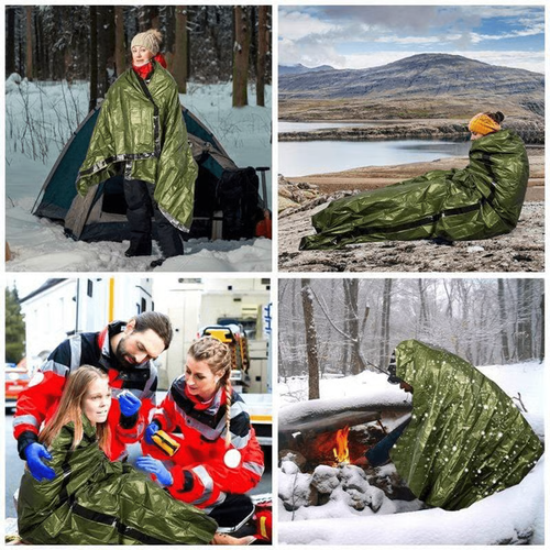 Ultra Waterproof Lightweight Thermal Portable Mylar Bivy Sack Emergency Sleeping Bag with Loud Survival Whistle