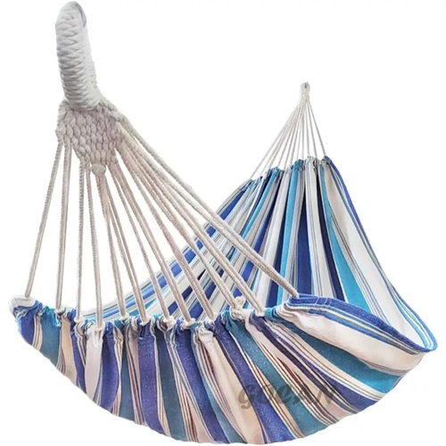 Colorful Cotton Hammock Comfortable Portable Swing with Travel Bag for Indoor and Outdoor Camping Wood and Mesh Material