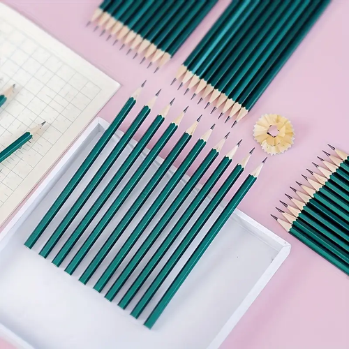 100 HB Wooden Pencils, Writing Stationery, Drawing Pencils, Hexagonal Small Green Pole Pencils