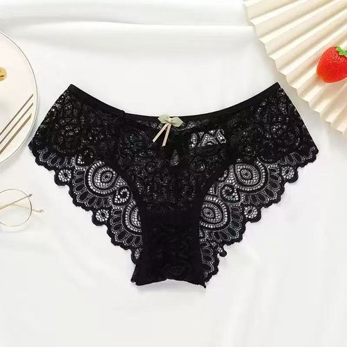 Comfortable Underwear Soft and Comfortable 4pcs Women's Solid Color Underwear Set | Contrast Lace Print Stitching