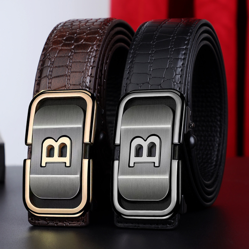 🎁Men's Crocodile-Patterned Automatic Buckle Belt