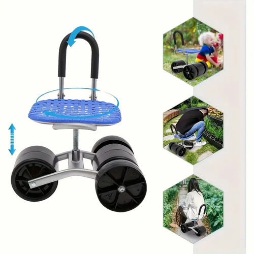 New 3+1 Four-Wheel Gardening Work Chair, Rolling Garden Stool with Folding Design for Stability and Convenience – Perfect Gift Idea
