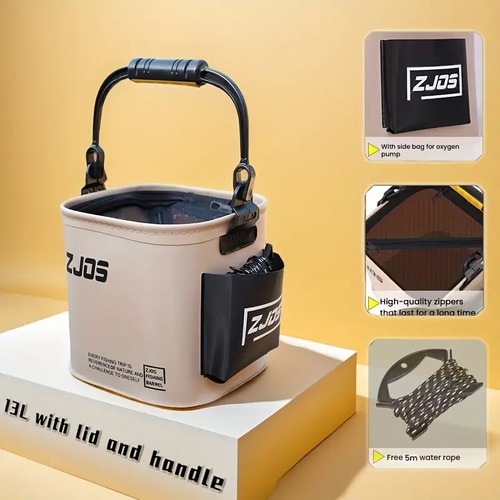 Foldable Fishing Bucket 8L 13L Portable Fishing Water Pail robustness&multi-functional for Hiking Fishing Camping Traveling Boating