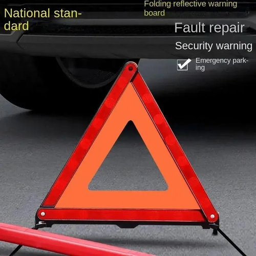 1pc Car Emergency Breakdown Warning Triangle Red Reflective Road Safety Hazard Car Tripod Portable Foldable Stop Sign Reflector