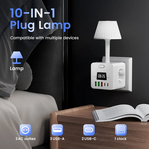 Multifunctional table lamp cube socket with USB charging plug socket for home bedside night light socket socket
