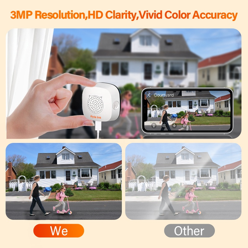 2.45GHz 5MP AI Security Camera with 2K Window 247 Recording Local cloud Storage Built-in Mic & Two-Way Audio