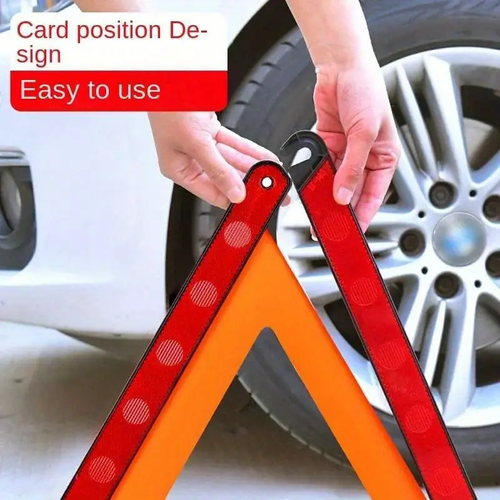 1pc Car Emergency Breakdown Warning Triangle Red Reflective Road Safety Hazard Car Tripod Portable Foldable Stop Sign Reflector