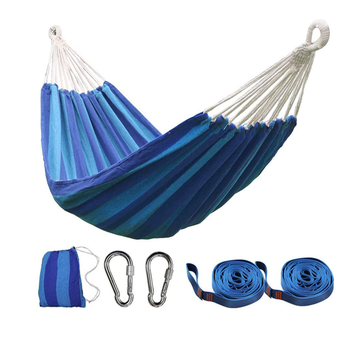Colorful Cotton Hammock Comfortable Portable Swing with Travel Bag for Indoor and Outdoor Camping Wood and Mesh Material