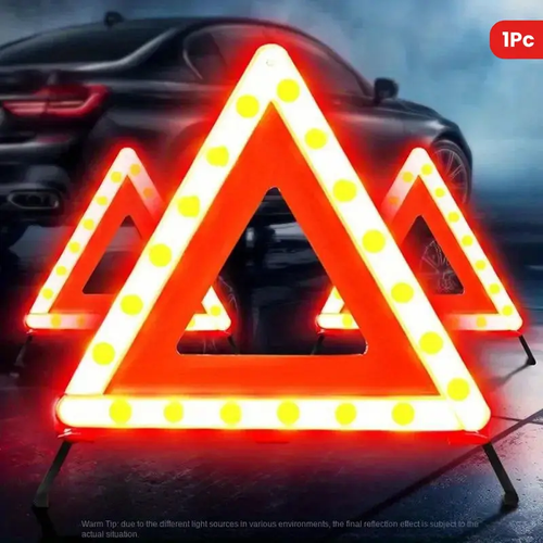 1pc Car Emergency Breakdown Warning Triangle Red Reflective Road Safety Hazard Car Tripod Portable Foldable Stop Sign Reflector