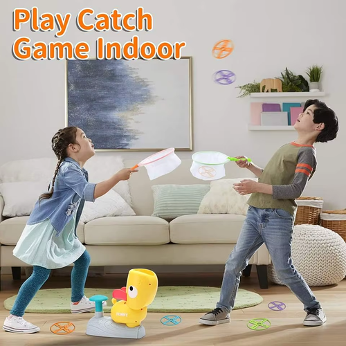 New Flying Disc Launcher Toy Plastic Catch Saucer Game Set for Kids Enhancing Footwork Hand-Eye Coordination Outdoor Fun