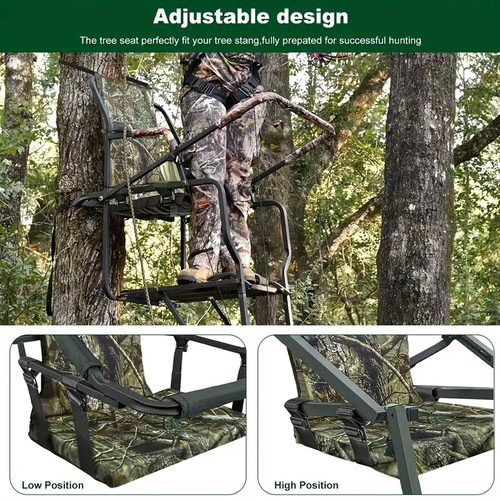 Ultra-Comfort Adjustable Tree Stand Seat Cushion - Camo, Lightweight & Easy to Install for Hunting and Fishing