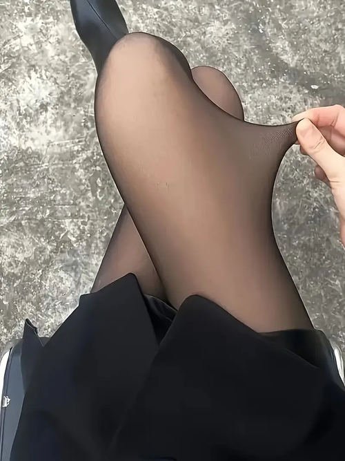 Women's Opaque Black Tights - Thickened Nude-Feel Leggings for Fall & Winter, Stretchy Nylon Blend Pantyhose with Reinforced Toe & Heels, Hand Washable, Smooth Finish, Mid-Rise Design