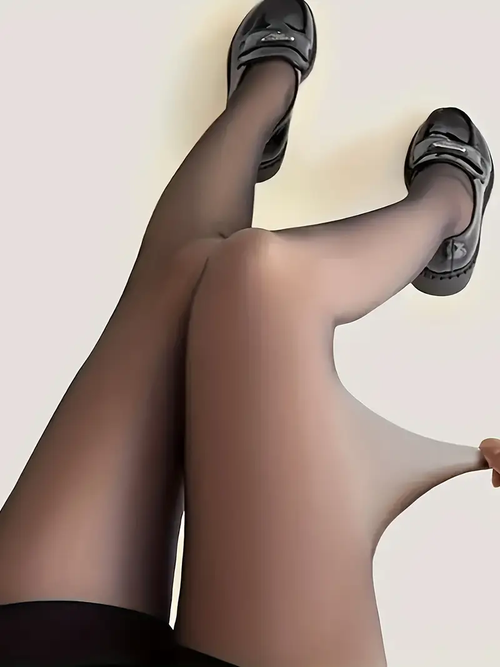 Women's Opaque Black Tights - Thickened Nude-Feel Leggings for Fall & Winter, Stretchy Nylon Blend Pantyhose with Reinforced Toe & Heels, Hand Washable, Smooth Finish, Mid-Rise Design