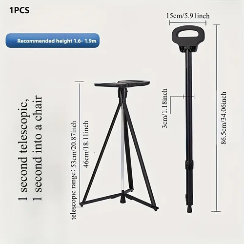 Quick Setup, Lightweight Aluminum Alloy, Ideal for Hiking, Camping, Fishing, and Outdoor Adventures, Camping Gear | Compact Stool | Durable Construction, Camping Stool, Portable Folding Chair Lightweight Compact, Walking Stick Chair, Chair That Becomes A Stick, Walking Stick With Seat, Folding Trekking Sticks