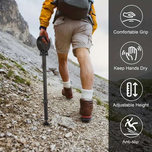 Quick Setup, Lightweight Aluminum Alloy, Ideal for Hiking, Camping, Fishing, and Outdoor Adventures, Camping Gear | Compact Stool | Durable Construction, Camping Stool, Portable Folding Chair Lightweight Compact, Walking Stick Chair, Chair That Becomes A Stick, Walking Stick With Seat, Folding Trekking Sticks