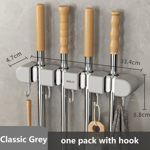 Multifunctional Mop Holder with Hook
